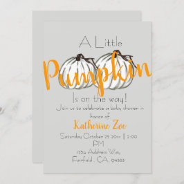 Grauweißer Kürbis Herbst Babydusche Einladung