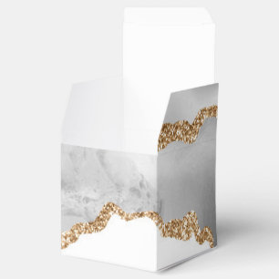 Grauweißer Marmor Achat Verfeinerter goldener Glit Geschenkschachtel