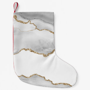 Grauweißer Marmor-Achat verfeinertes goldenes Glit Kleiner Weihnachtsstrumpf