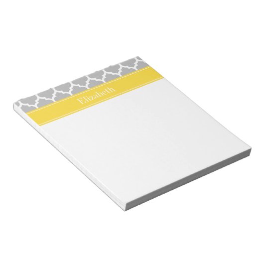 Grauweißer Marokkaner #5 Ananas Monogramm Notizblock (angewinkelt)