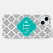 Grauweißer Marokkaner #5 Aquamarin 3 Initialmonogr Case-Mate iPhone Hülle (Rückseite (Horizontal))