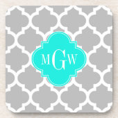 Grauweißer Marokkaner #5 Brt Aqua 3 Initialmonogra Untersetzer (Vorderseite)