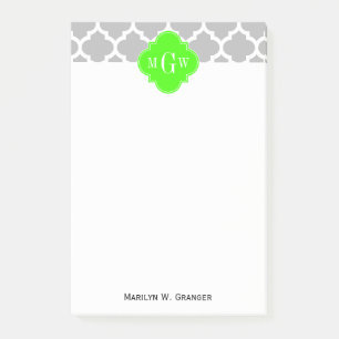 Grauweißer Marokkaner #5 Limon Grn 3 Initialmonogr Post-it Klebezettel