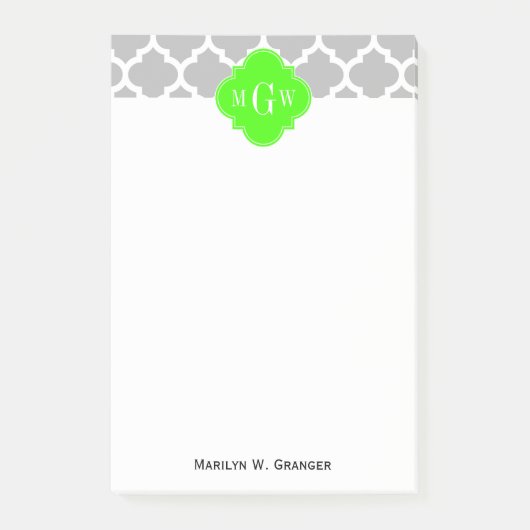 Grauweißer Marokkaner #5 Limon Grn 3 Initialmonogr Post-it Klebezettel (Vorderseite)