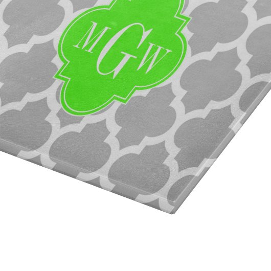 Grauweißer Marokkaner #5 Limon Grn 3 Initialmonogr Schneidebrett (Ecke)