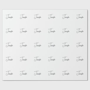 Grauweißer moderner Minimalistischer Handschriften Geschenkpapier