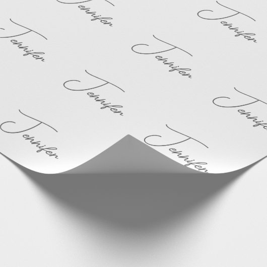 Grauweißer moderner Minimalistischer Handschriften Geschenkpapier (Ecke)