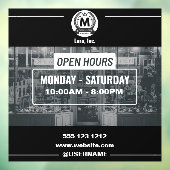 Grauweißer monochrome, einfache Open Hours Store Fensteraufkleber (Blatt 3)