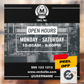 Grauweißer monochrome, einfache Open Hours Store Fensteraufkleber