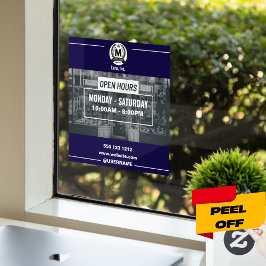 Grauweißer monochrome, einfache Open Hours Store Fensteraufkleber