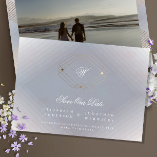 Grauweißes Deko-Monogramm-Foto Save The Date
