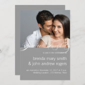 Grauweißes, einfaches, modernes Foto - Einladung z (Vorne/Hinten)