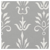 Grauweißes, elegantes Damastmuster Stoff (Nahaufnahme)