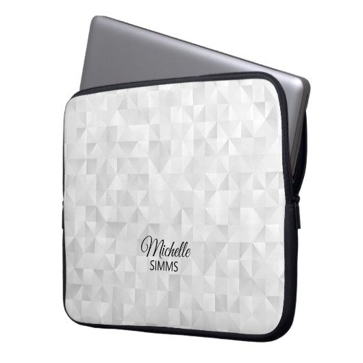 Grauweißes geometrisches Muster und Anpassung Laptopschutzhülle (Vorderseite Links)
