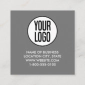 Grauweißes Logo und QR-Code Quadratische Visitenkarte (Vorderseite)