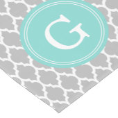 Grauweißes marokkanisches #4Sm Aqua Rnd Monogram Kurzer Tischläufer (Ecke)