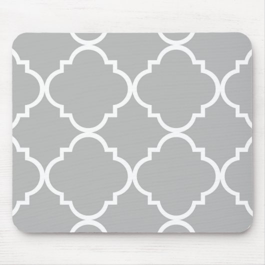 Grauweißes Quatrefolienmuster Mousepad (Vorne)