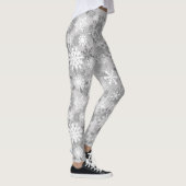Grauweißes Schneeflockenmuster Leggings Weihnachte (Rechts)