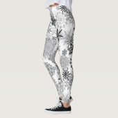 Grauweißes Schneeflockenmuster Leggings Weihnachte (Links)