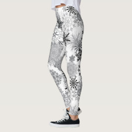Grauweißes Schneeflockenmuster Leggings Weihnachte