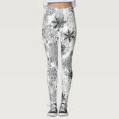 Grauweißes Schneeflockenmuster Leggings Weihnachte (Vorderseite)
