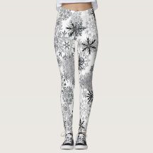 Grauweißes Schneeflockenmuster Leggings Weihnachte