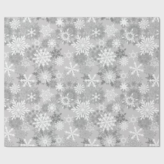 Grauweißes Schneeflockenpapier Geschenkpapier (Flach)