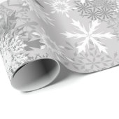 Grauweißes Schneeflockenpapier Geschenkpapier (Rolleneckpunkt)