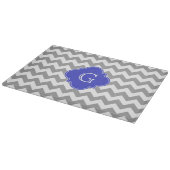 Grauweißes Zickzack Cobalt Blue Quatrefolienmonogr Schneidebrett (Ecke)