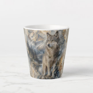 Grauwolf Aquarell Berge Wildnis Milchtasse