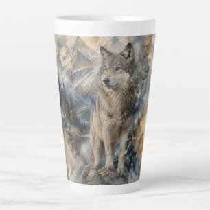 Grauwolf Aquarell Berge Wildnis Milchtasse
