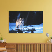 Grauwolf, Canis lupus, am Fuße Leinwanddruck (Insitu (Wohnzimmer))