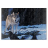 Grauwolf, Canis lupus, am Fuße Schneidebrett (Vorderseite)