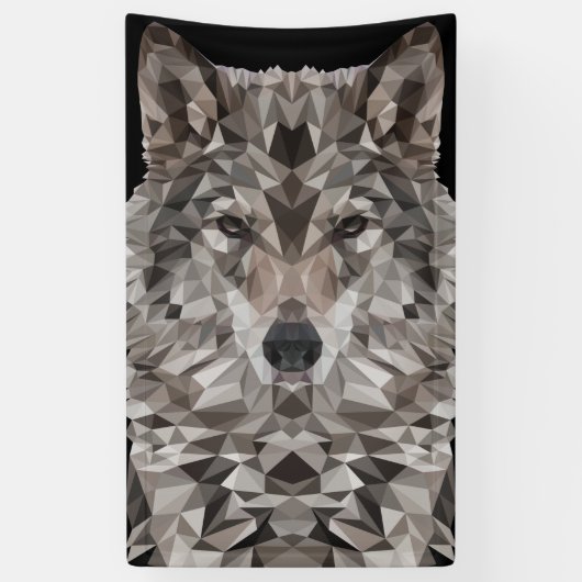 Grauwolf-Geometrisches Porträt Banner (Vertikal)