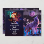 Grauwolf heult im Wald Einladung (Vorne/Hinten)