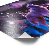 Grauwolf heult im Wald Fotodruck (Ecke)