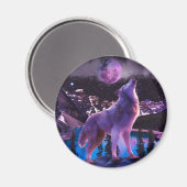 Grauwolf heult im Wald Magnet (Vorderseite/Rückseite)