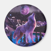 Grauwolf heult im Wald Magnet (Vorne)