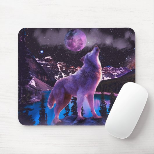 Grauwolf heult im Wald Mousepad (Mit Mouse)
