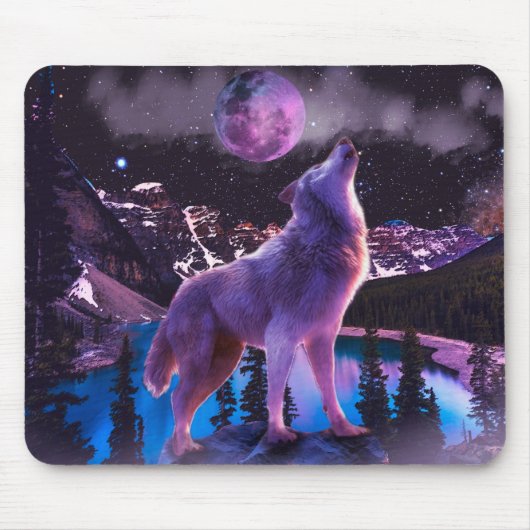 Grauwolf heult im Wald Mousepad (Vorne)