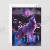 Grauwolf heult im Wald Postkarte (Vorne/Hinten)
