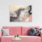 Grauwolf heult Wildtiere, die realistische Kunst m Leinwanddruck (Insitu (Wohnzimmer))