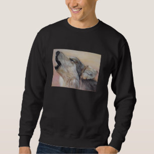 Grauwolf heult Wildtiere, die realistische Kunst m Sweatshirt