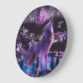 Grauwolf im Wald Große Wanduhr (Winkel)