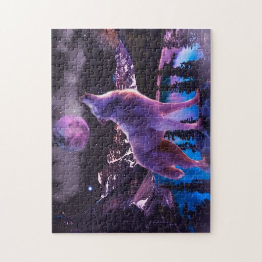 Grauwolf im Wald Puzzle (Vertikal)