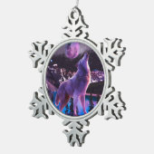 Grauwolf im Wald Schneeflocken Zinn-Ornament (Rechts)