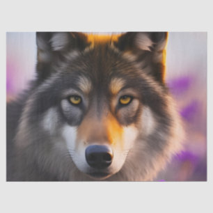 Grauwolf in violetten Blumen Seidenpapier