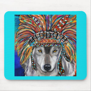 Grauwolf-Kunst Mousepad