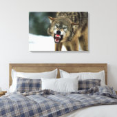 Grauwolf Leinwanddruck (Insitu (Schlafzimmer))