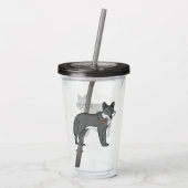 Grauwolf mit Pipe-Cartoon-Abbildung Acryltrinkbecher (Rückseite)